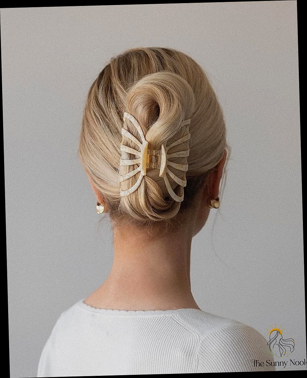 14 Short Hair Claw Clip Hairstyles That Prove This Trend Is Here to Stay 11 Elegant Claw Clip Updo with Floral Accent