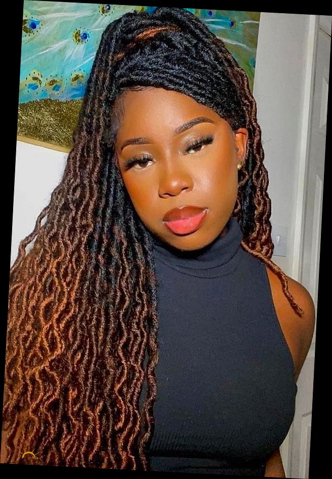 30 Half Up Half Down Hairstyles Short Hair to Show Your Stylist ASAP 10 Faux Locs in a Top Bun
