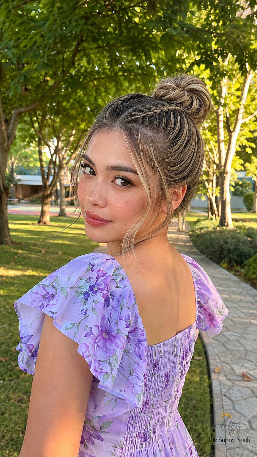 27 Easy Braid Hairstyles That Work on Every Hair Length 28 Fishtail Wrapped Top Knot with Highlighted Strands