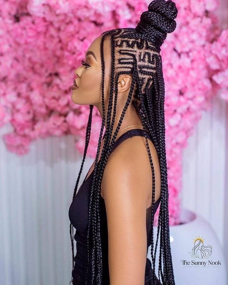 Fulani Braids With a Curly Bun