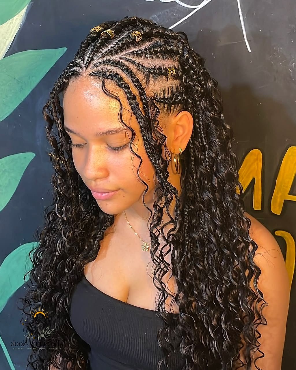 Fulani Braids With Curly Space Buns