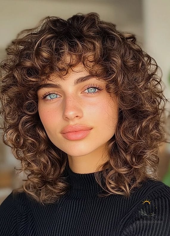 Full-Length Curly Layers with Soft Interior Sculpting