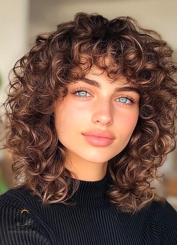 Full-Length Voluminous Curly Layers with Face-Framing Tendrils