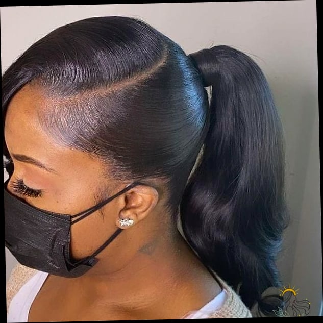16 Short Hair Ponytail Hairstyles Ideas You Need to Try Right Now 16 Gelled Front Pony with Loose Ends