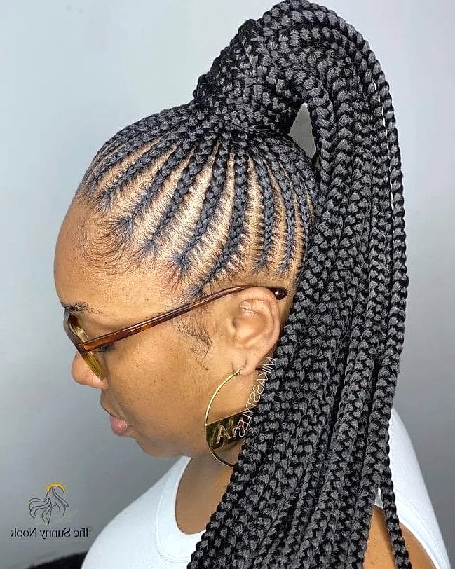 15 Stunning Ponytail Braid Hairstyles Black Worth Bookmarking Today 11 Ghana Braid Ponytail