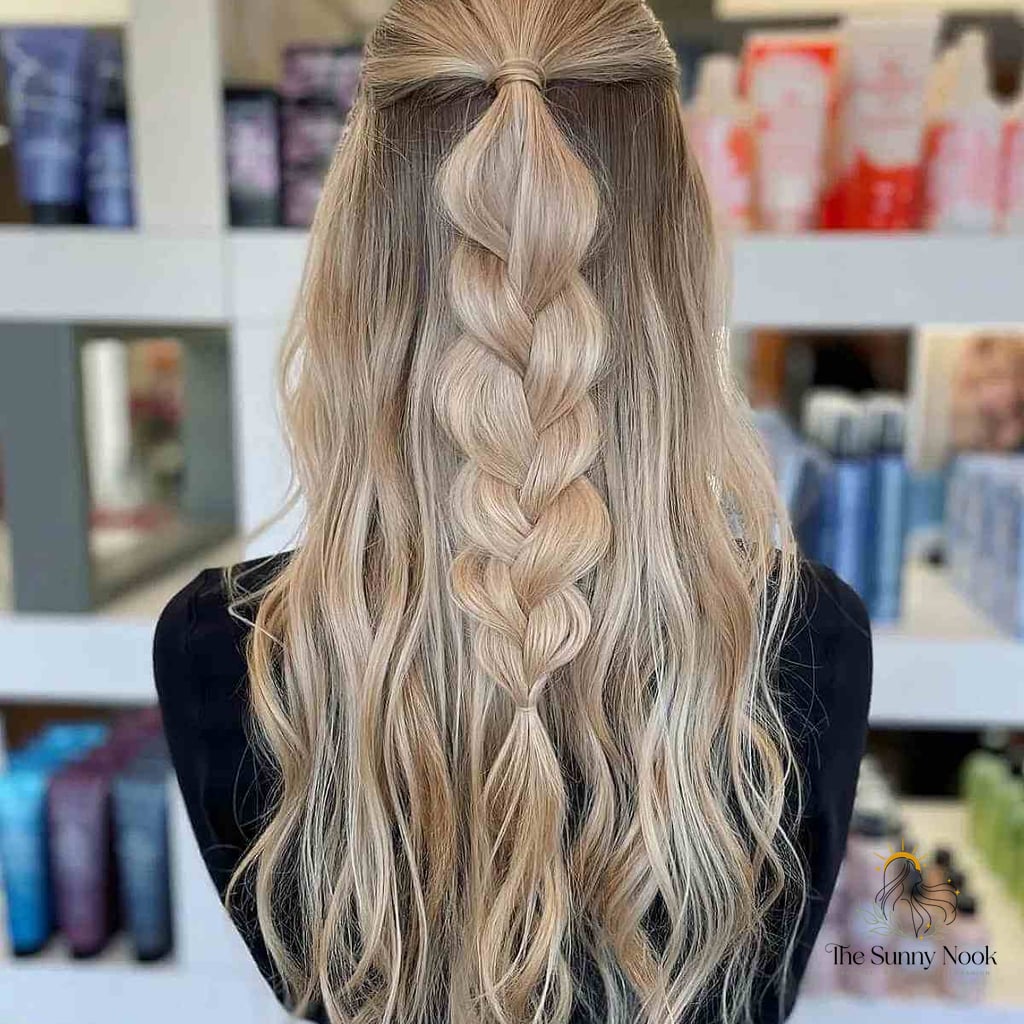 11 College Hairstyles For Long Hair Everyone Is Pinning Right Now 7 Glam Half Up Boho Braid