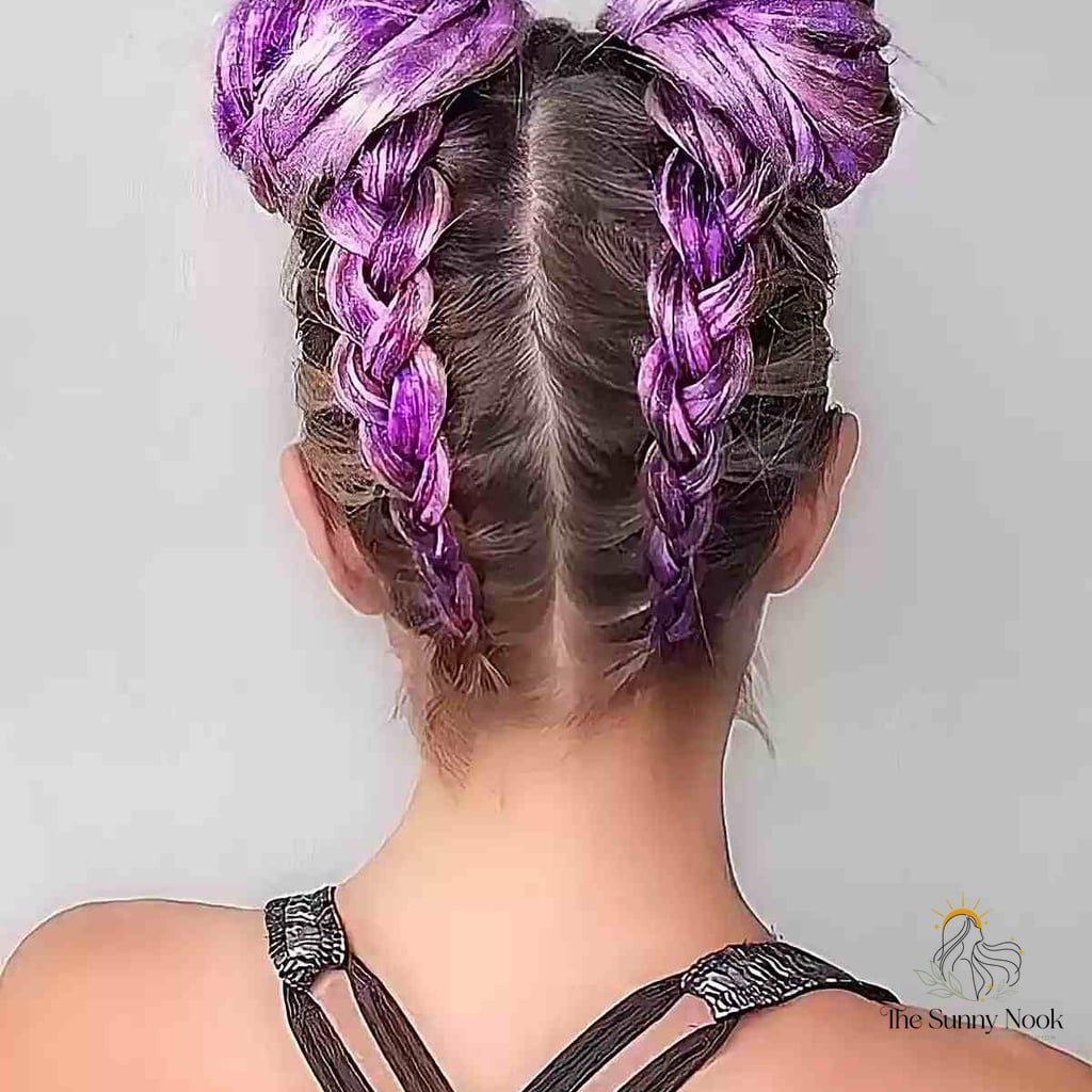 22 Party Hairstyles For Medium Hair for the Ultimate Glow Up 4 Glittery Braided Space Buns
