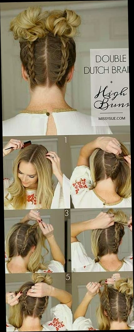 15 Messy Bun Tutorial For Short Hair to Save Before They Blow Up 11 Half-Up Dutch Braids with Long Loose Waves