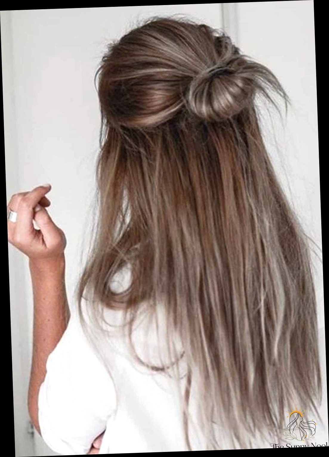 27 Half Up Hairstyles For Long Hair for the Ultimate Glow Up 23 Half Up Top Knot with Volume