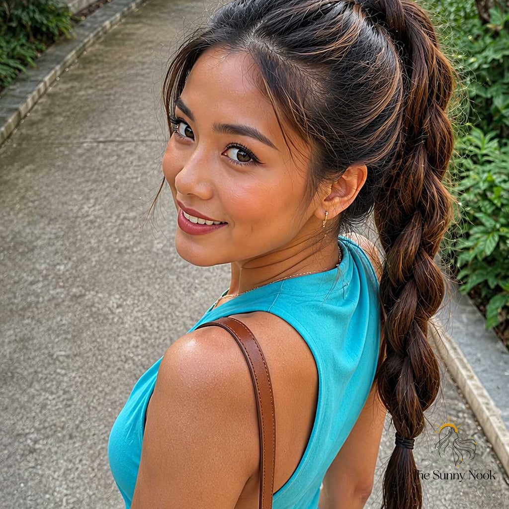 27 Ponytail Hairstyles Short Hair You'll Want to Re-Create Immediately 10 High Bubble Braid Ponytail with Loose Pieces