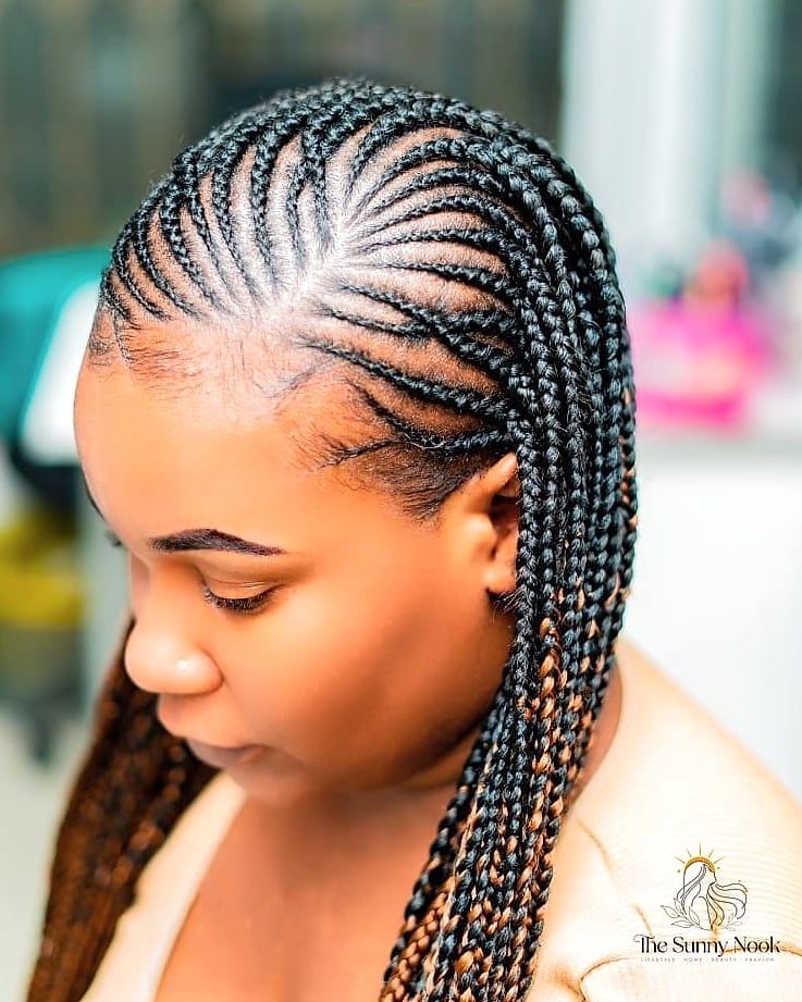 22 Cute Cornrow Hairstyles You'll Want to Re-Create Immediately 7 Highlighted Ghana Braids with a Low Bun