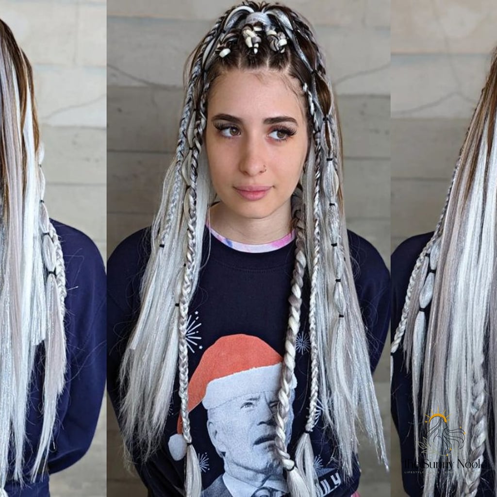 22 Party Hairstyles For Medium Hair for the Ultimate Glow Up 6 High Ponytail with Silver Braids