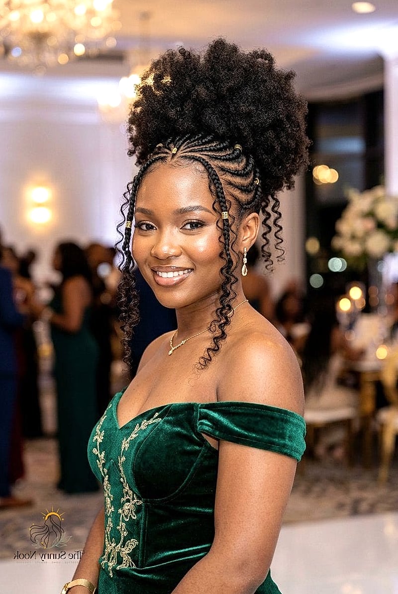 15 Stunning Ponytail Braid Hairstyles Black Worth Bookmarking Today 6 High Puff Ponytail with Cornrow Base