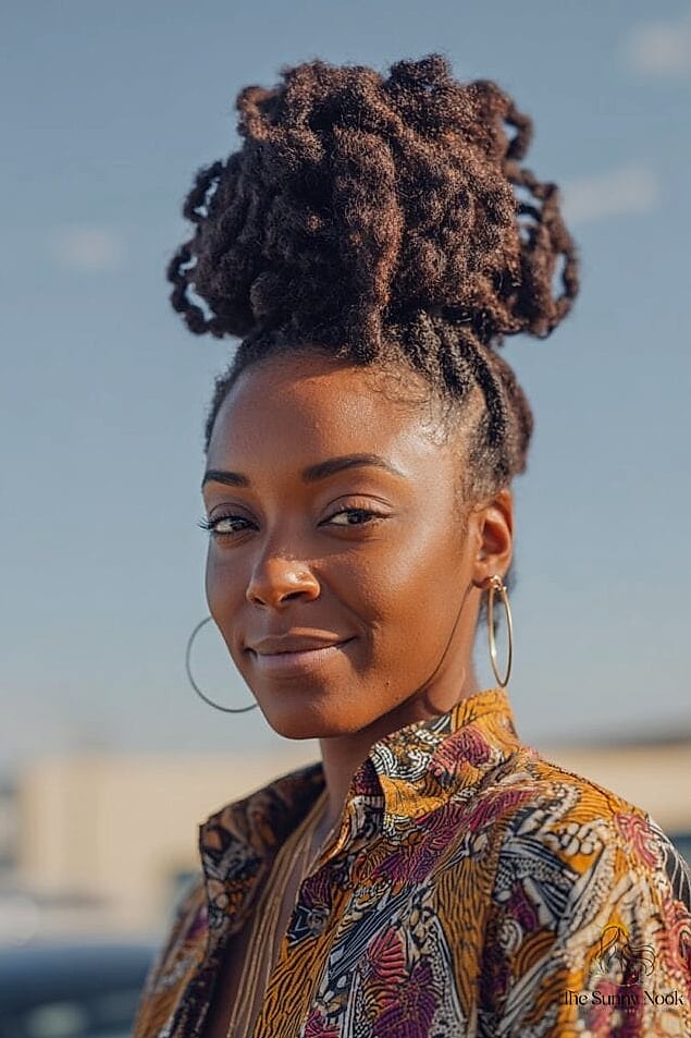 High Puff Loc Updo