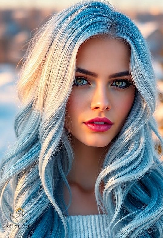 12 Stunning Mixed Color Knotless Braids Worth Bookmarking Today 11 Icy Blue and Silver Accents