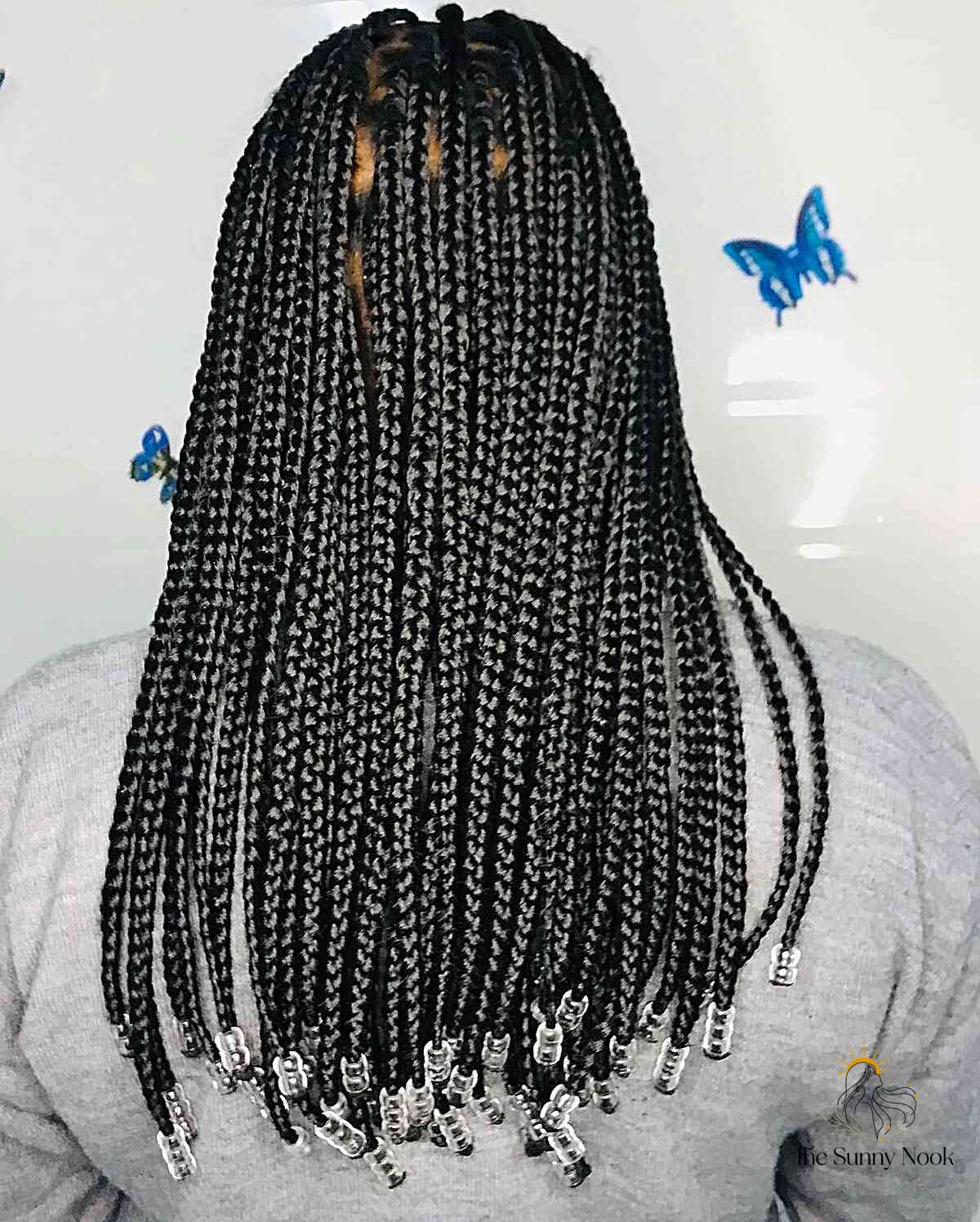11 Cute Braid Hairstyles to Save Before They Blow Up 2 No-Knots Black Braids with Round Beads