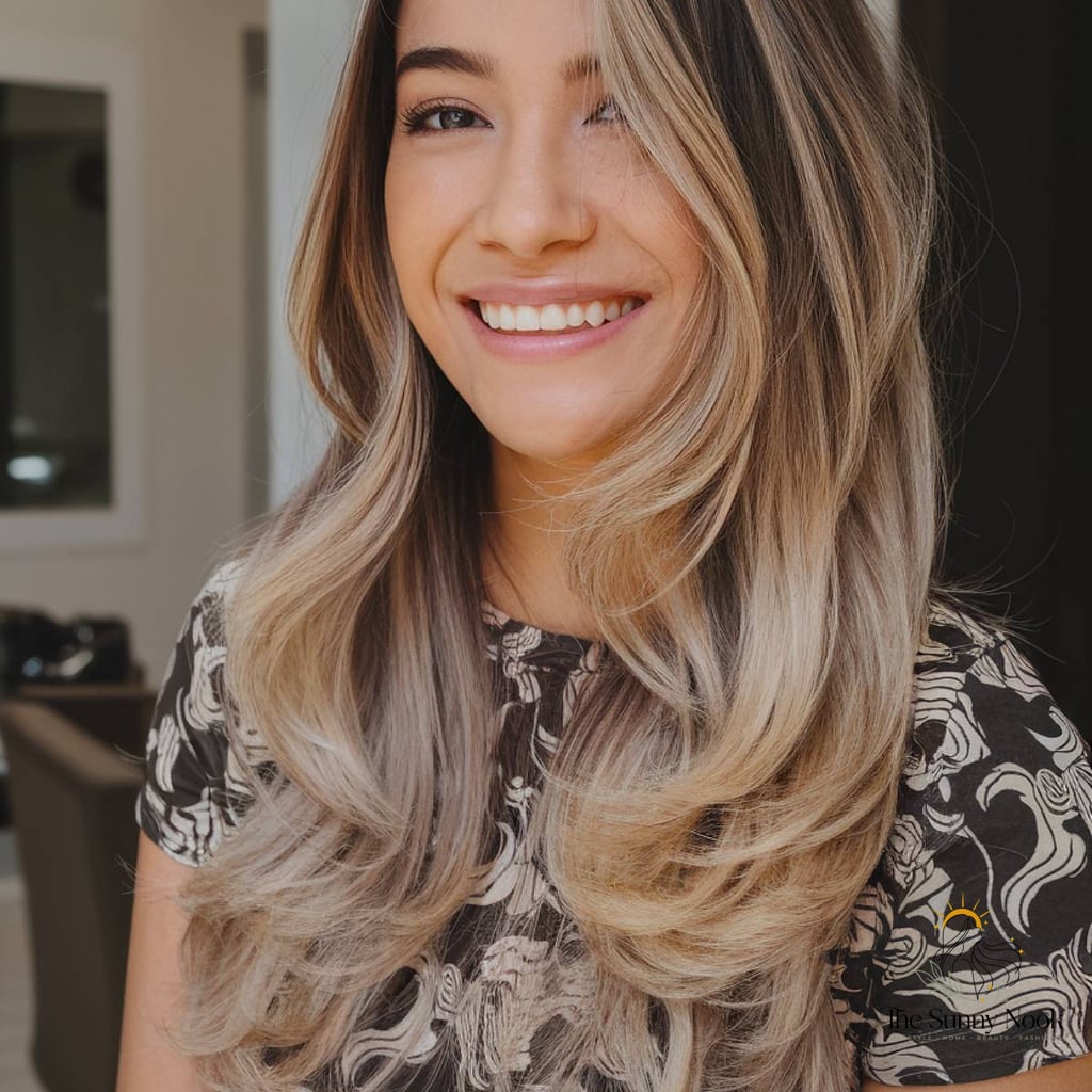 Layered Long Hairstyle with Side Part