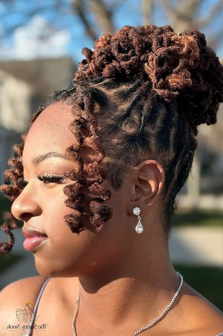 Loc Updo with Curly Ends