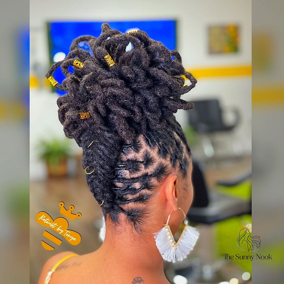 Loc Updo with Curved Part