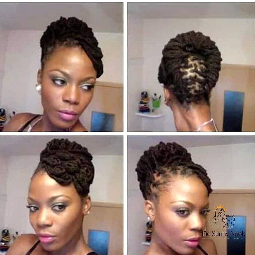 Loc Updo with Wrapped Ponytail Base