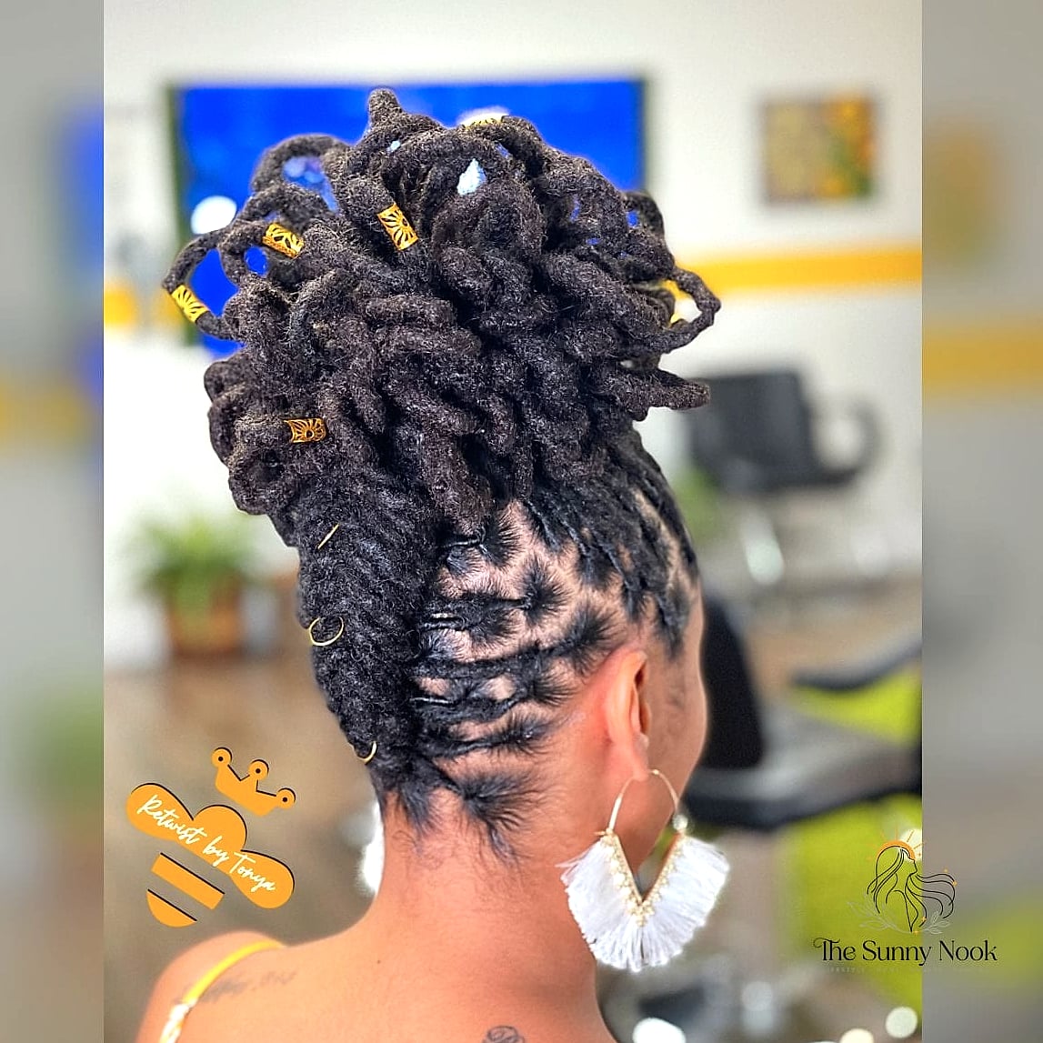 Loc Updo with Woven Basket Pattern