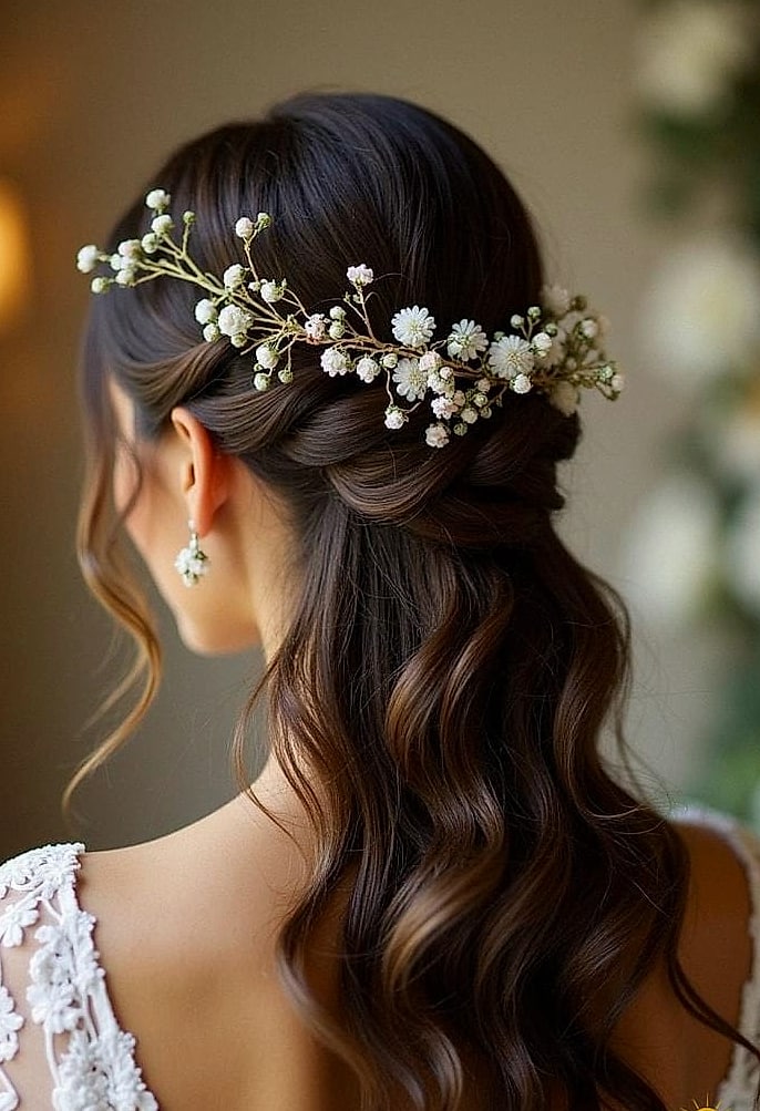 17 Short Hair Hairstyles For Wedding Indian to Save Before They Blow Up 7 Long Defined Half-Up Curls