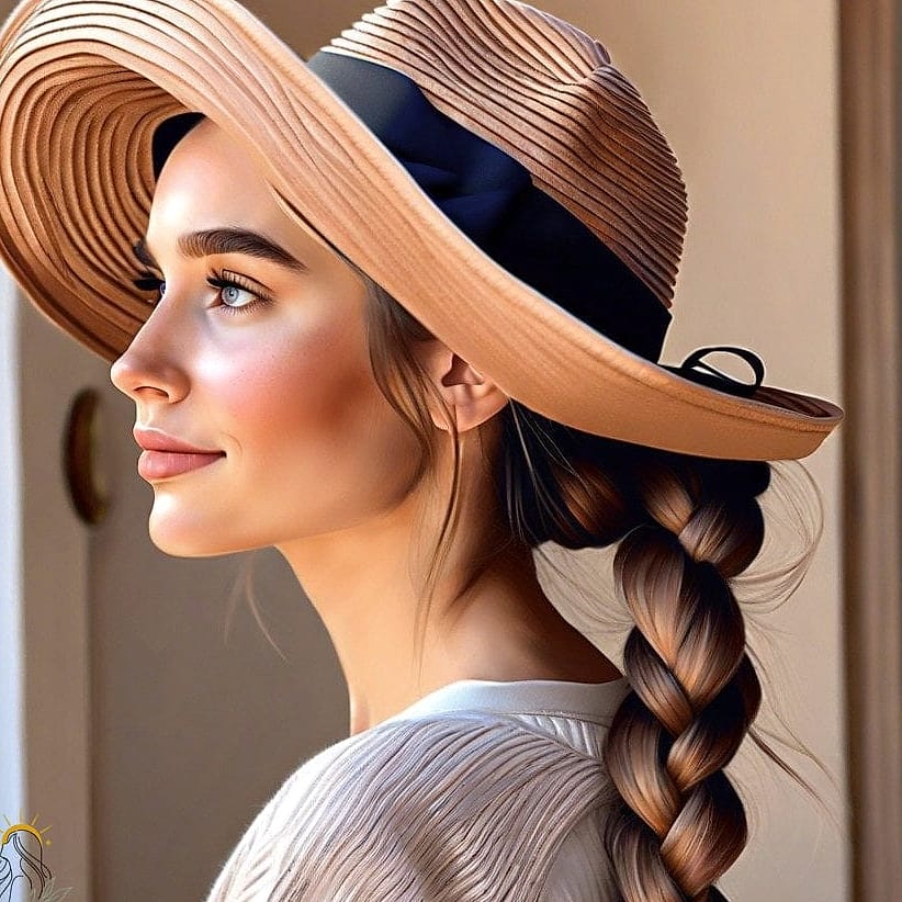 16 Stunning Hat Hairstyles Long Hair Worth Bookmarking Today 7 Loose French Braid Down the Back
