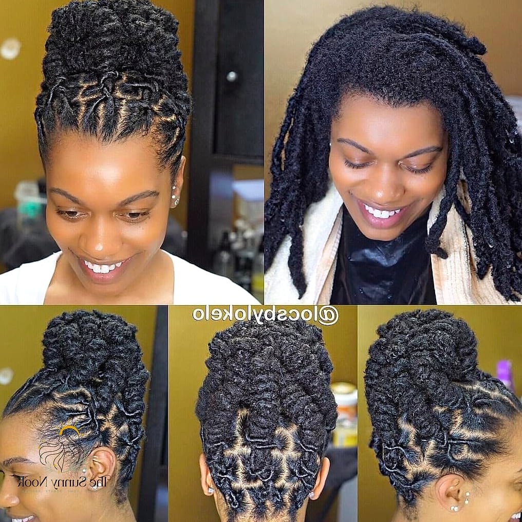 Loose Loc Updo with Face-Framing Curls