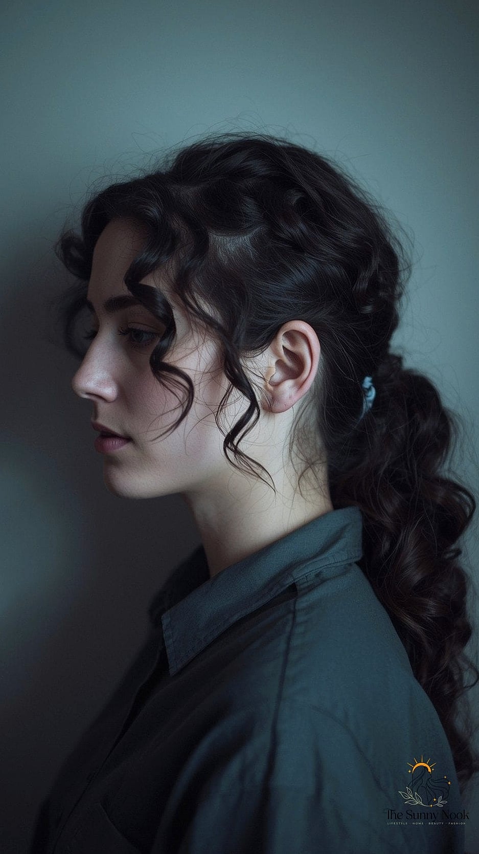 23 Hairstyles For Thick Curly Hair Looks That Will Seriously Inspire You 12 Loose Low Pony with a Messy Braid