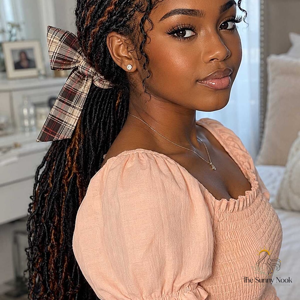13 Short 4C Hairstyles Natural Hair Everyone Is Pinning Right Now 14 Low Loc Ponytail with a Plaid Bow