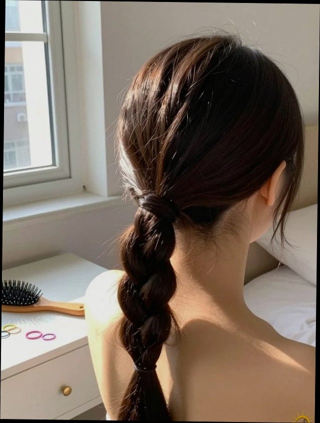 Low Sleek Ponytail with a Wrapped Section