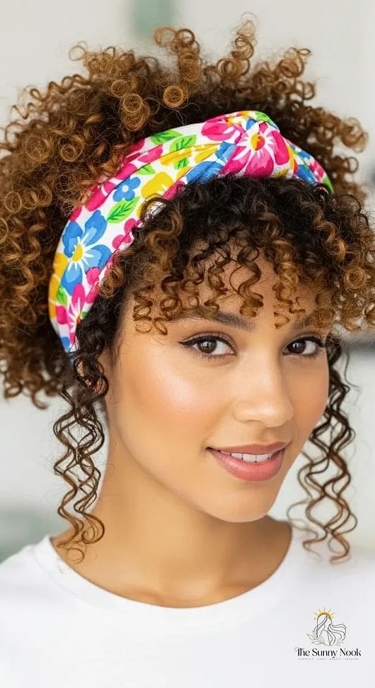 21 Headband Hairstyles Curly Hair Everyone Is Pinning Right Now 21 Neon Headband Against Deep Espresso Curls