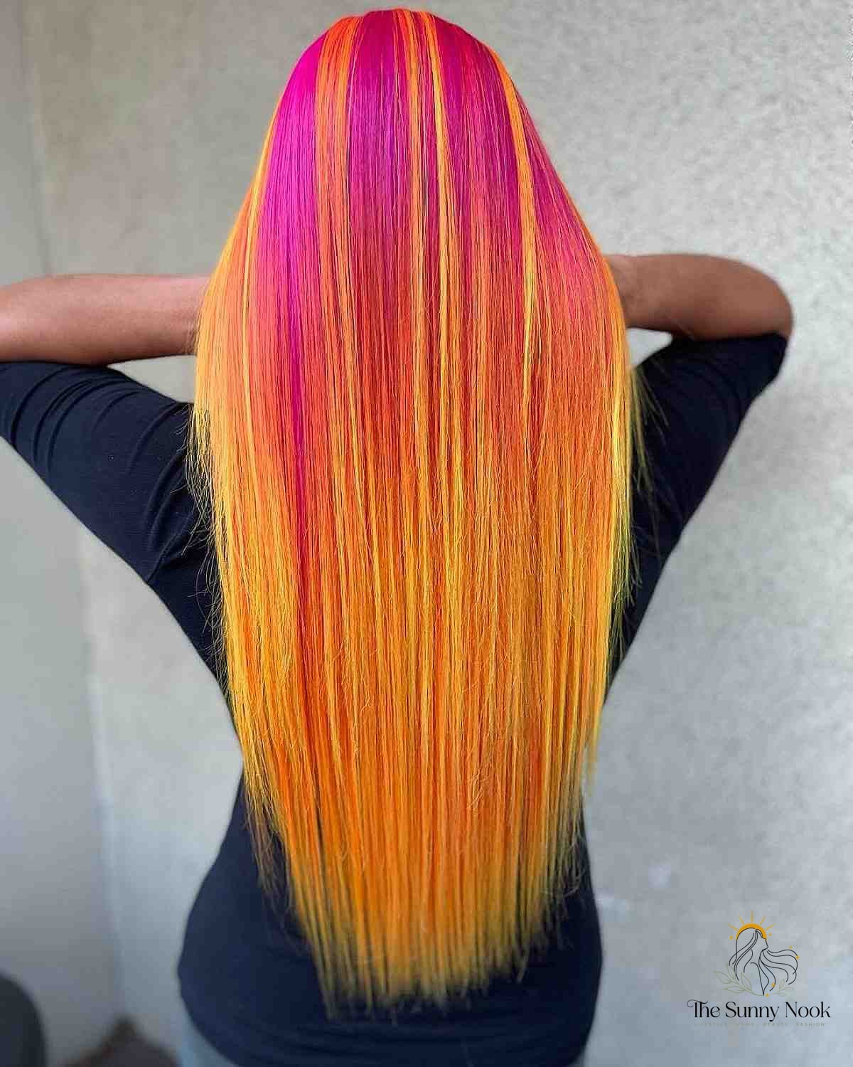 23 Color 4 Braids for the Ultimate Glow Up 11 Orange and Pink Long Straight Hair