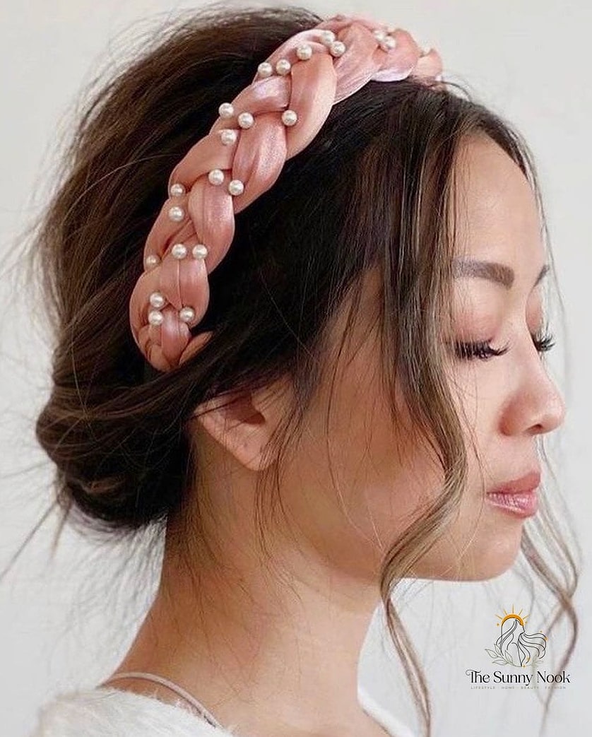 21 Headband Hairstyles Curly Hair Everyone Is Pinning Right Now 7 Pearl-Embellished Headband for Date Night