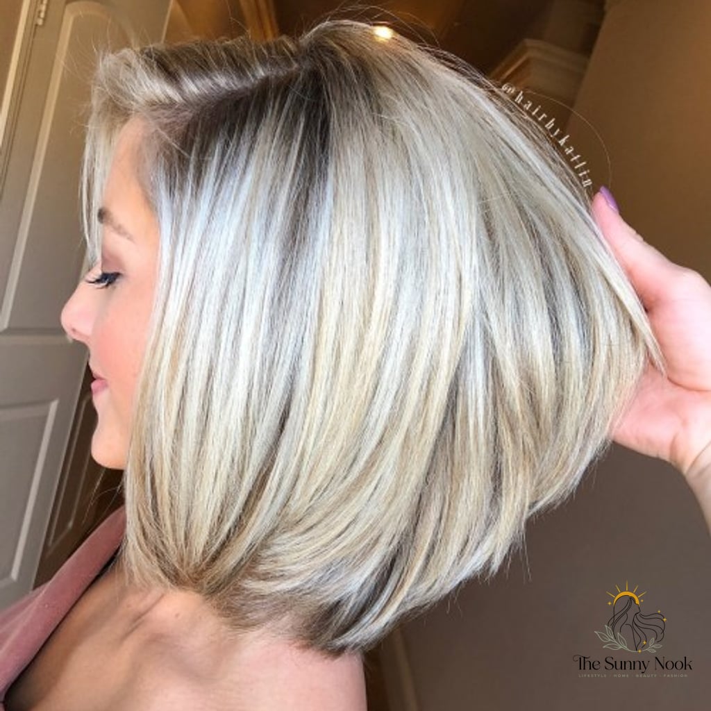 Perfect Layered Blonde Bob with Bangs