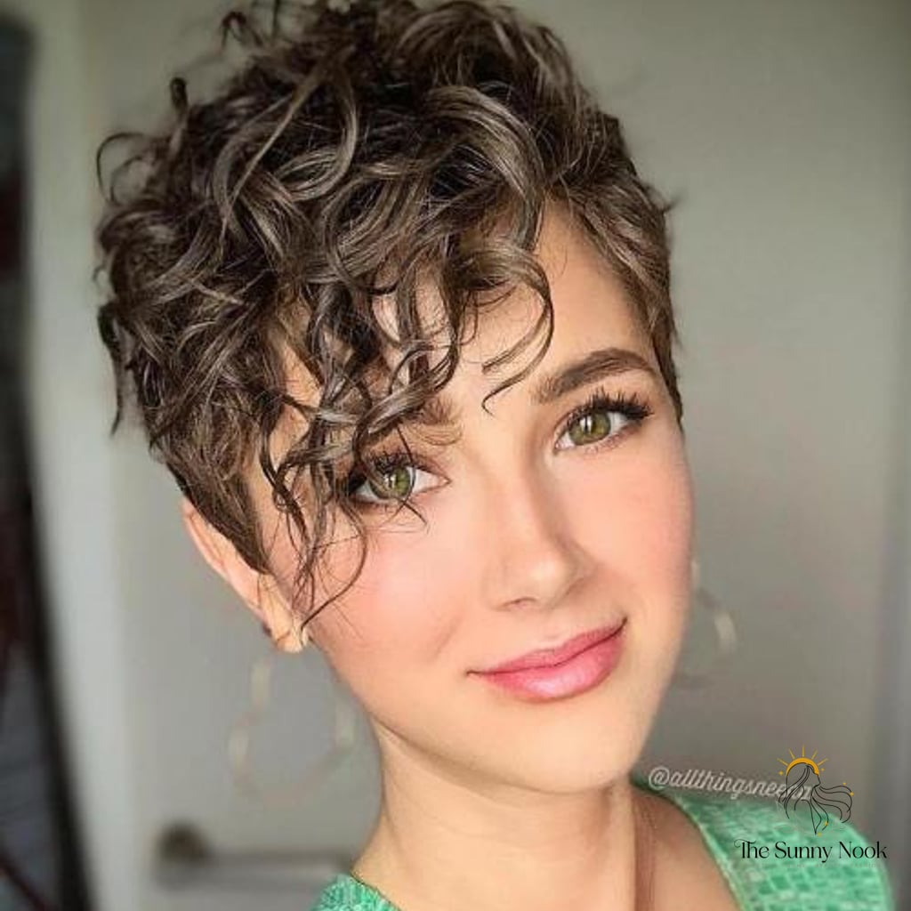 Pixie with Long Curly Bangs