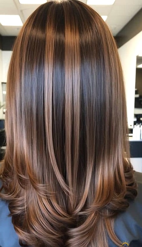 The Polished Chocolate Bob with Caramel Peek-a-Boos