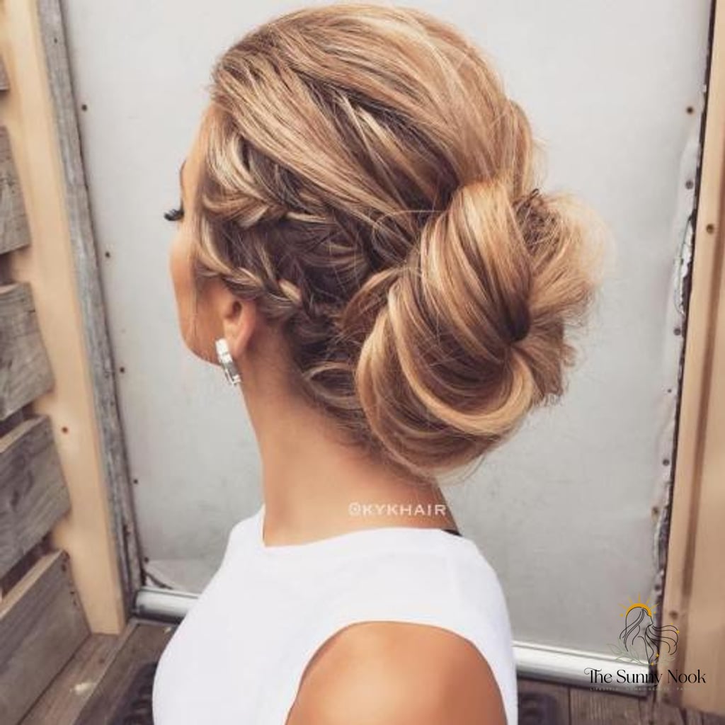 30 Hairstyles For Long Hair Braids That Prove This Trend Is Here to Stay 12 Puffy Bun with Side Braids