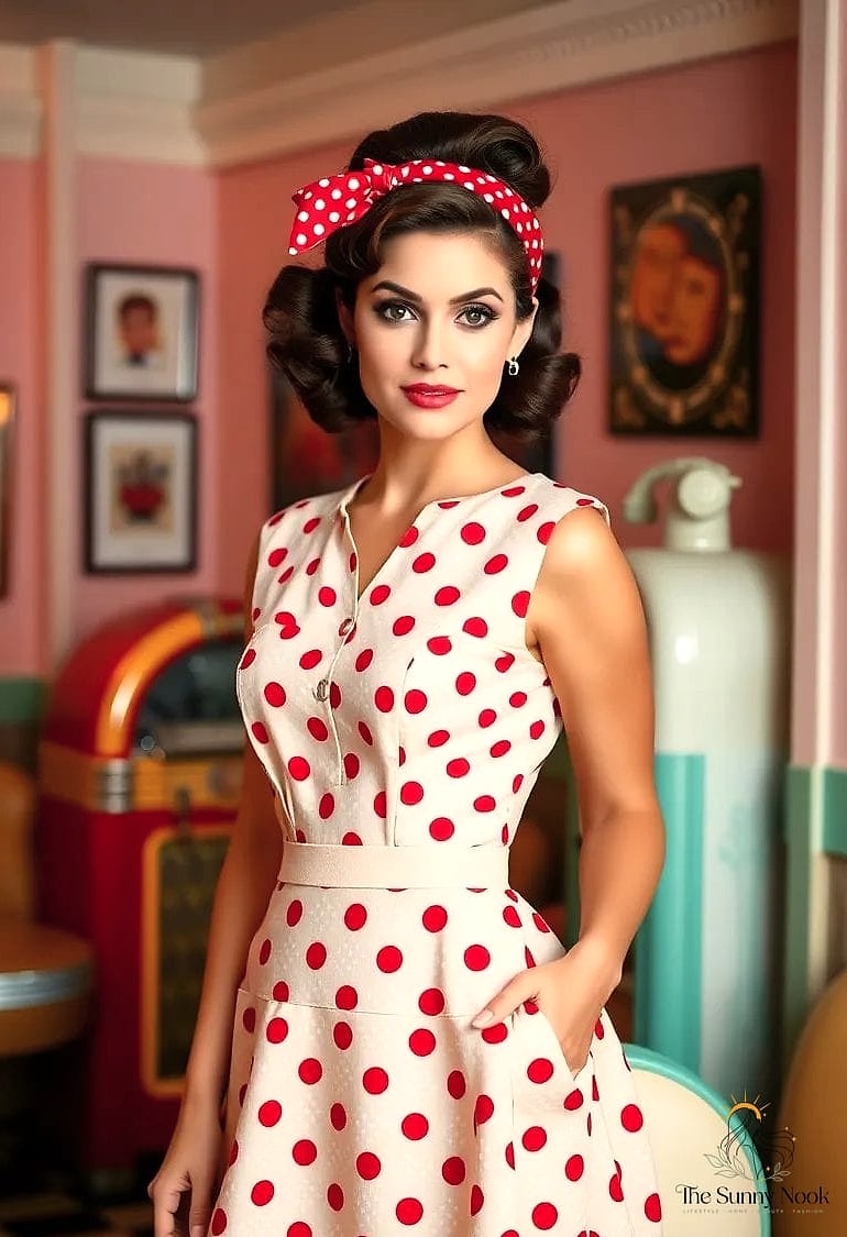21 Headband Hairstyles Curly Hair Everyone Is Pinning Right Now 18 Retro Polka Dot Headband on Bouncy Curls