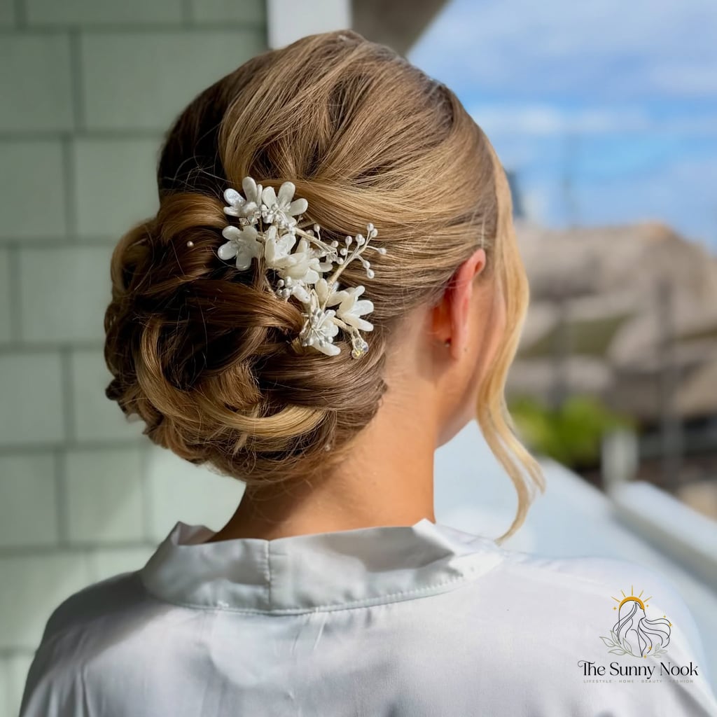 Romantic Low Chignon with Floral Accents