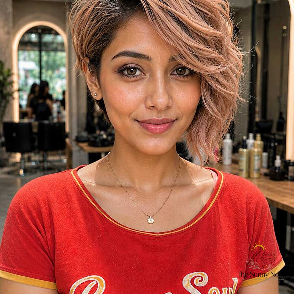 23 Hairstyles For Short Hair Wedding We're Obsessed With Right Now 11 The Rose Gold Asymmetric Pixie