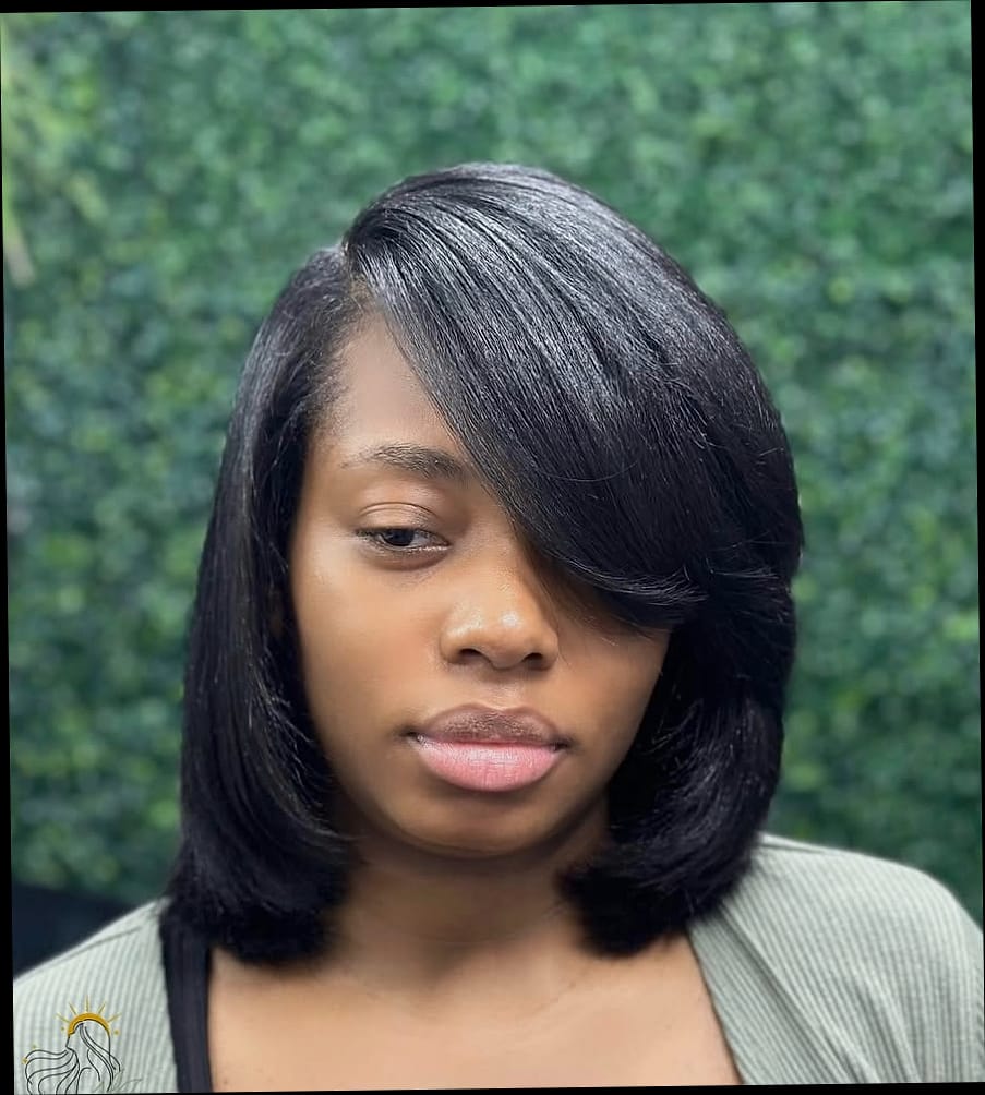 15 Silk Press Natural Hair Short Hairstyles That Are Actually Easy to DIY 9 Rounded Bob with Tapered Neckline