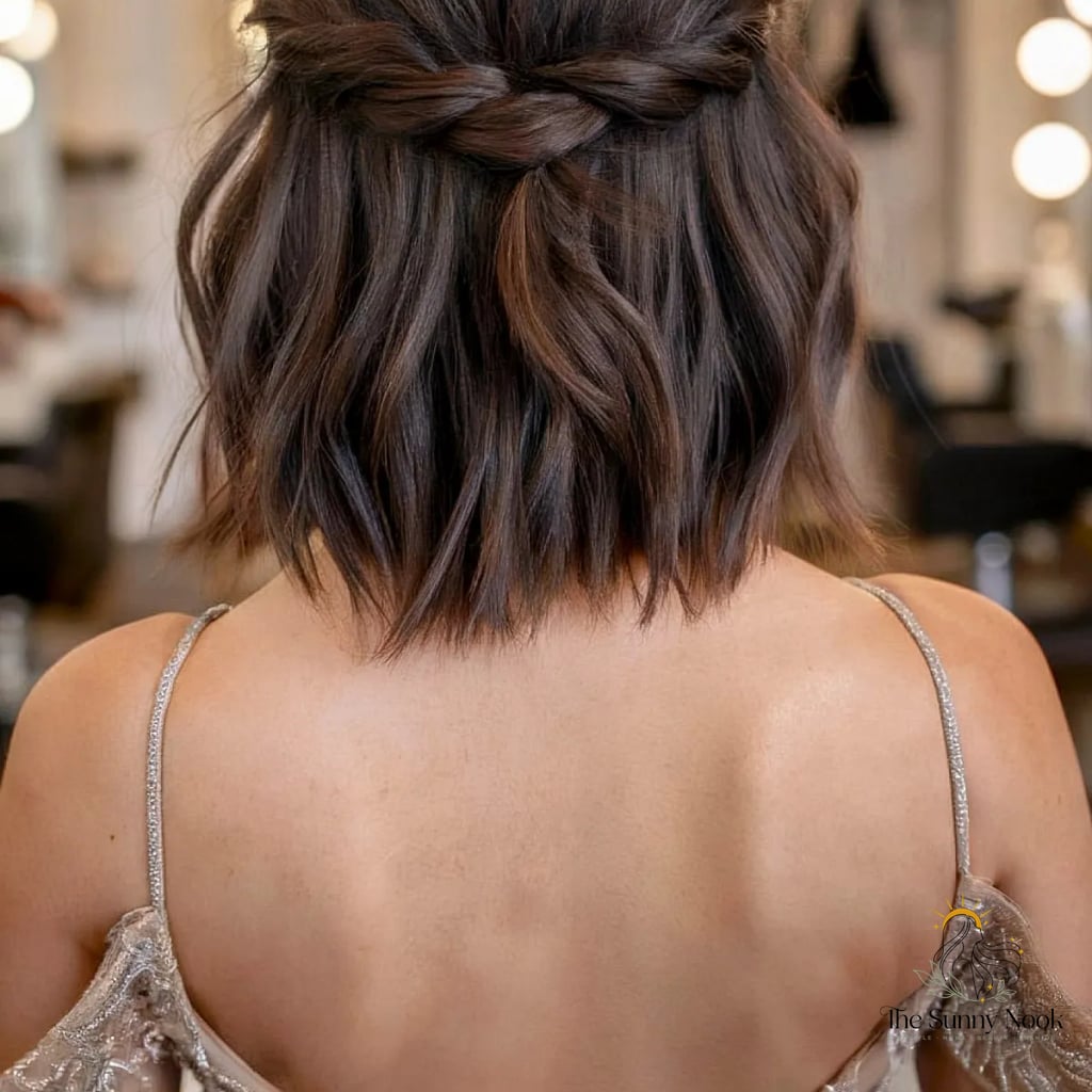 16 Prom Hair Ideas For Short Hair to Save Before They Blow Up 2 Short Half-Down Twist on Choppy Hair