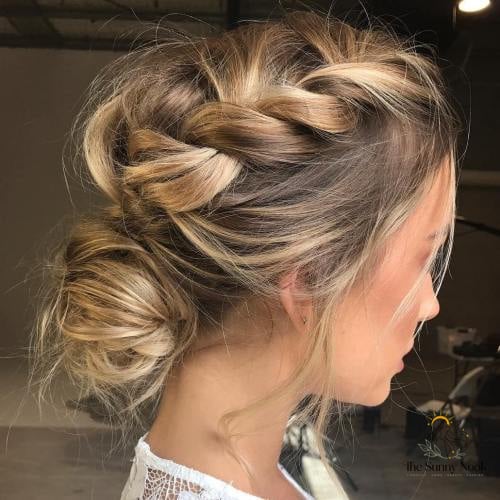 13 Gorgeous Easy Low Bun Hairstyles for Every Hair Type 10 Side Braid Messy Bun
