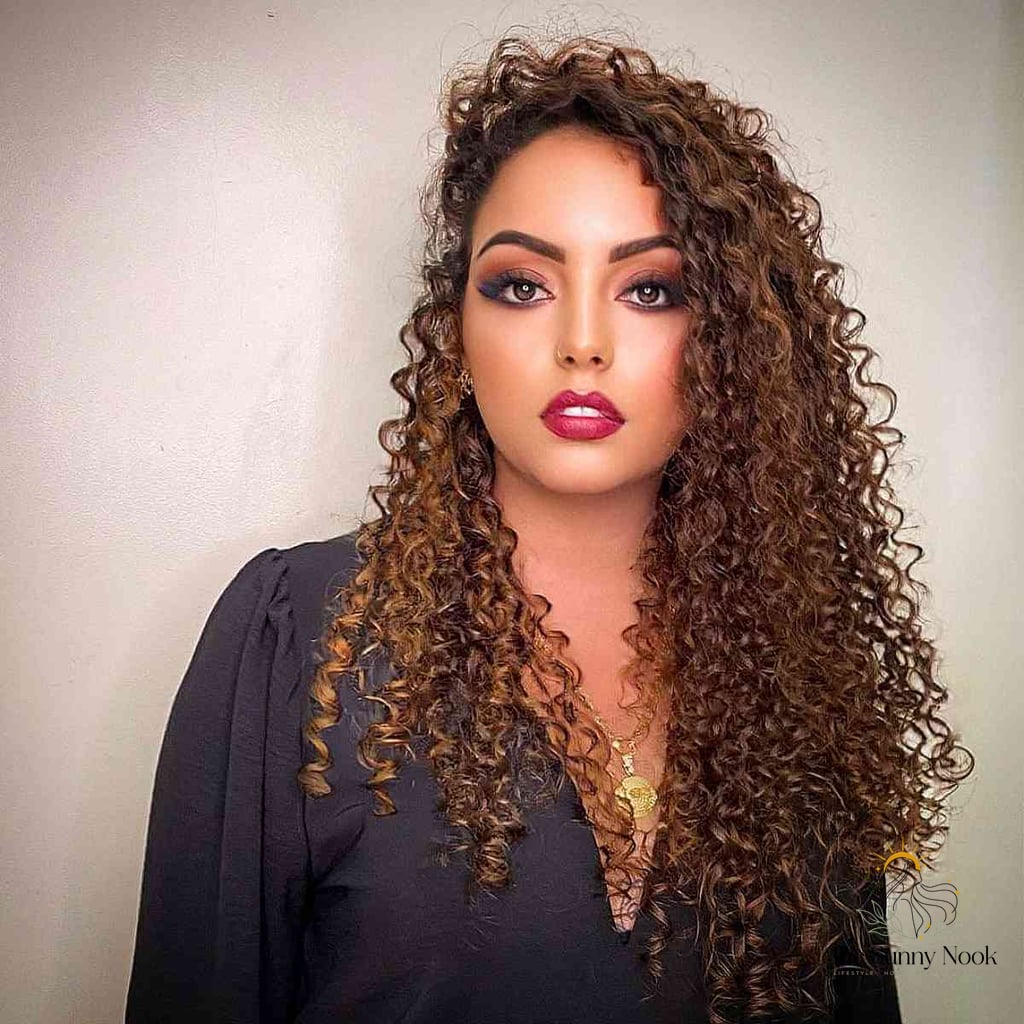 Side-Parted Light Brown Curls