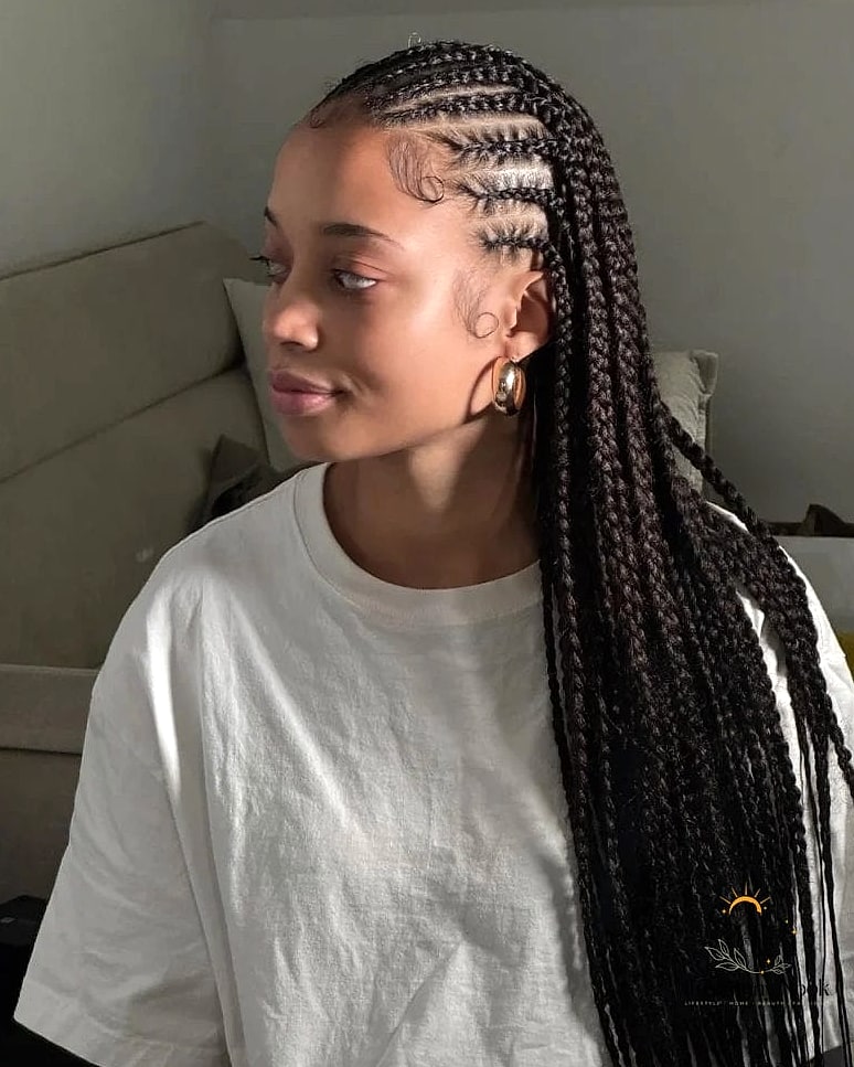 Side-Swept Fulani Curls