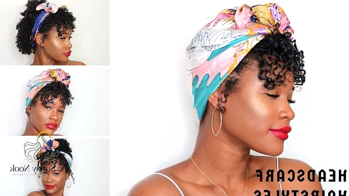 21 Headband Hairstyles Curly Hair Everyone Is Pinning Right Now 5 Silk Scarf Headband Wrapped Twice