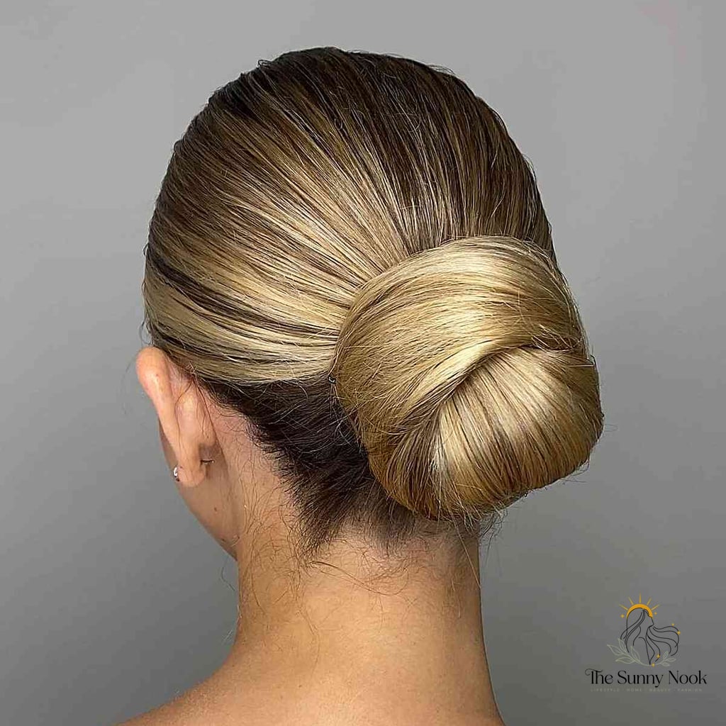 Sleek Blonde Low-Styled Bun