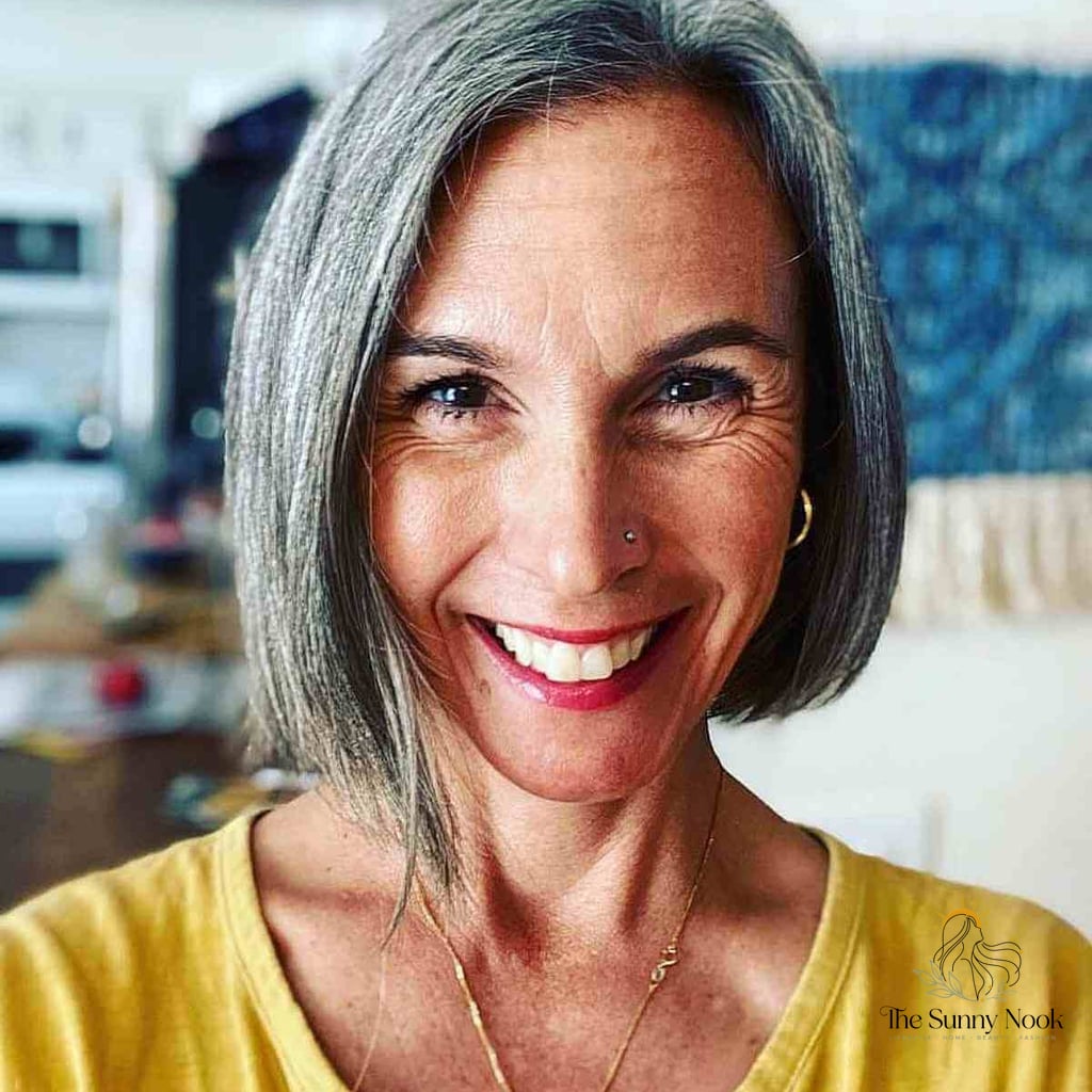 30 Aesthetic Hairstyles For Short Hair Inspo That's Giving Us Everything 13 Sleek Grey Asymmetrical Bob