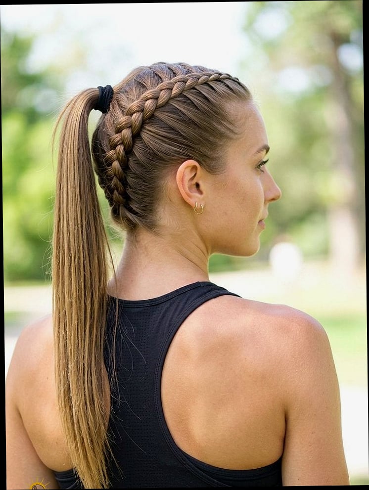 16 Gym Hairstyles For Medium Hair Inspo That's Giving Us Everything 5 Sleek High Ponytail